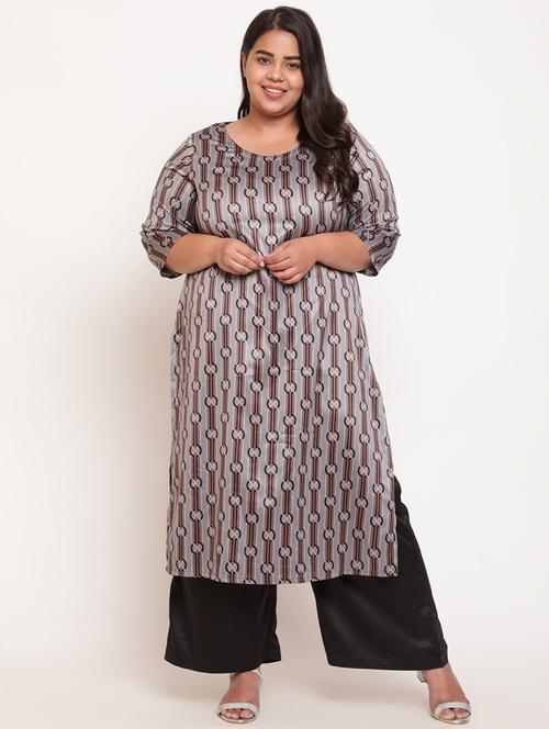 printed straight plus size kurti - 18645838 - Very Small Image - 1