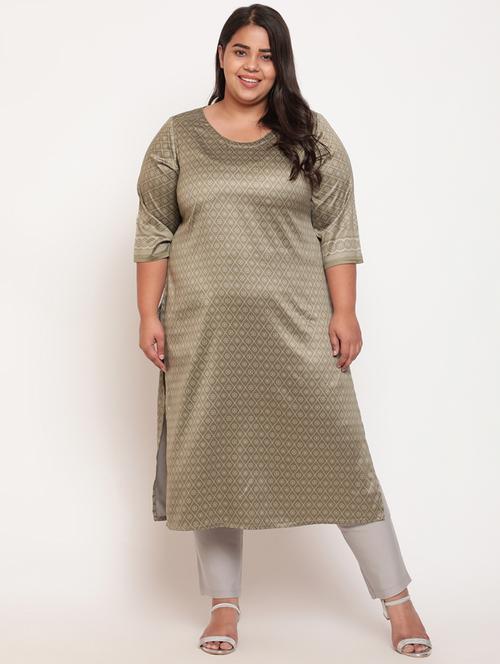 printed straight plus size kurti - 18645841 - Very Small Image - 1