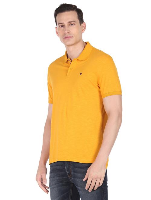 yellow solid polo neck t-shirt - 18646123 - Very Small Image - 1
