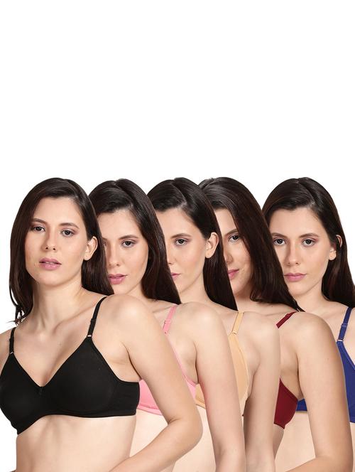 pack of 5-multi colored cotton t-shirt bra - 18646436 - Very Small Image - 1