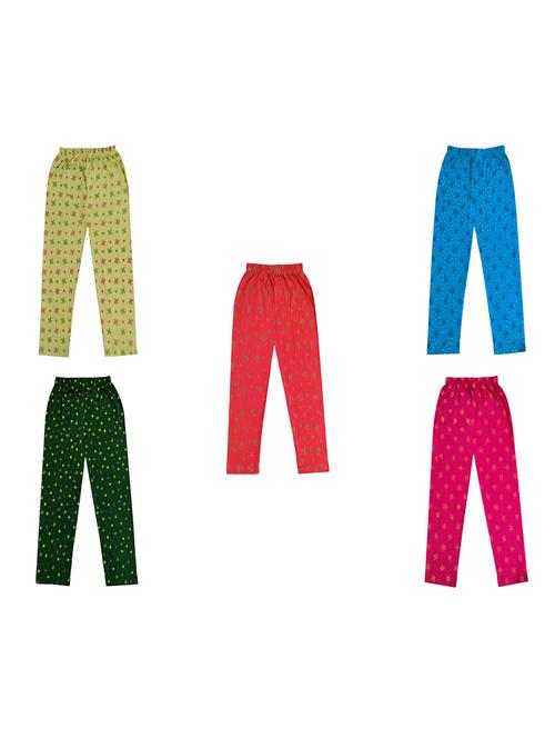girls pack of 5 printed leggings - 18647277 - Very Small Image - 1