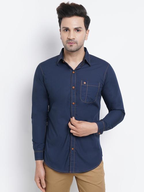 mens solid casual shirt - 18647874 - Very Small Image - 1