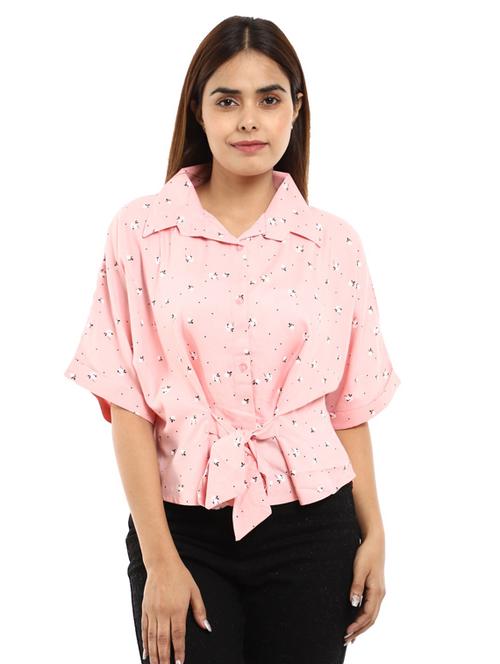 tie front printed shirt - 18648094 - Very Small Image - 1