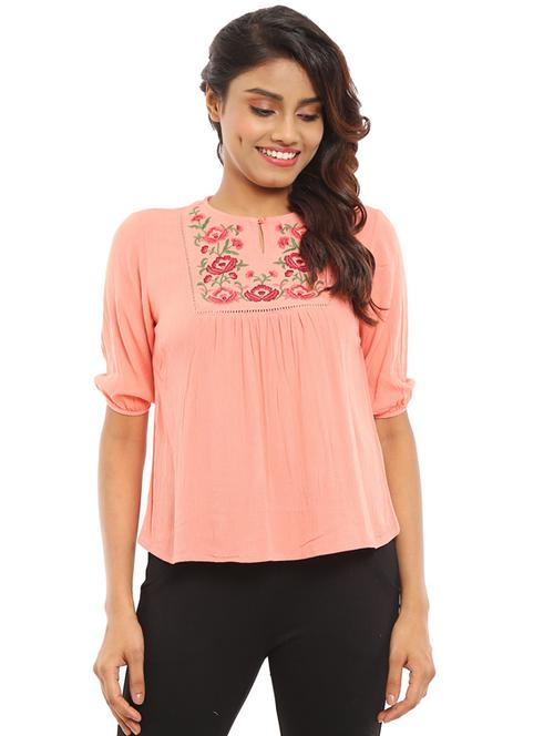 women's a line round neck top - 18648116 - Very Small Image - 1