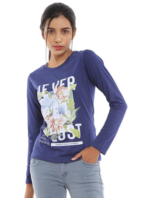 women's front print round neck t-shirt - 18648130 - Very Small Image - 1
