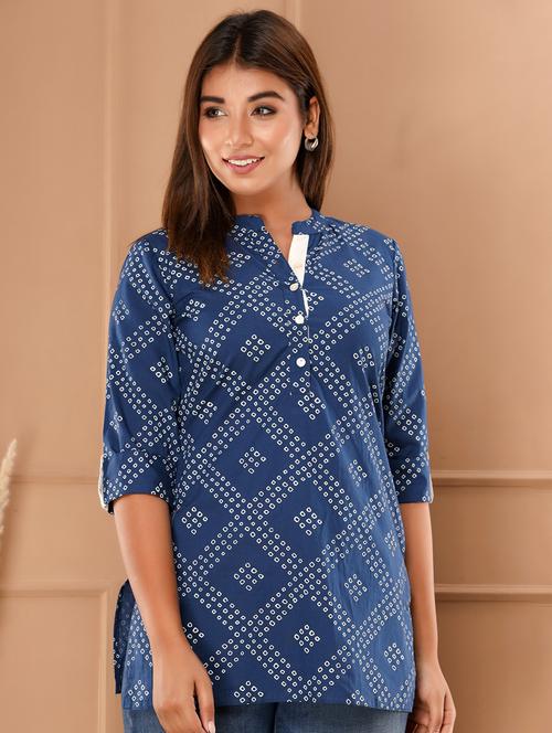 blue cotton regular tunic - 18649785 - Very Small Image - 1