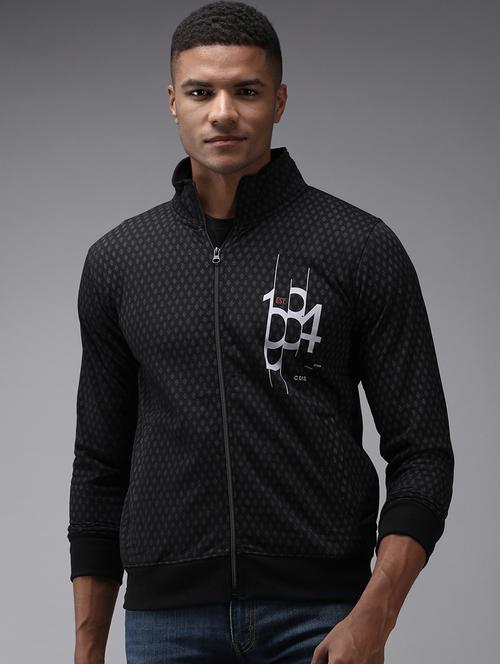 hooded neck printed casual jacket - 18650346 - Very Small Image - 1