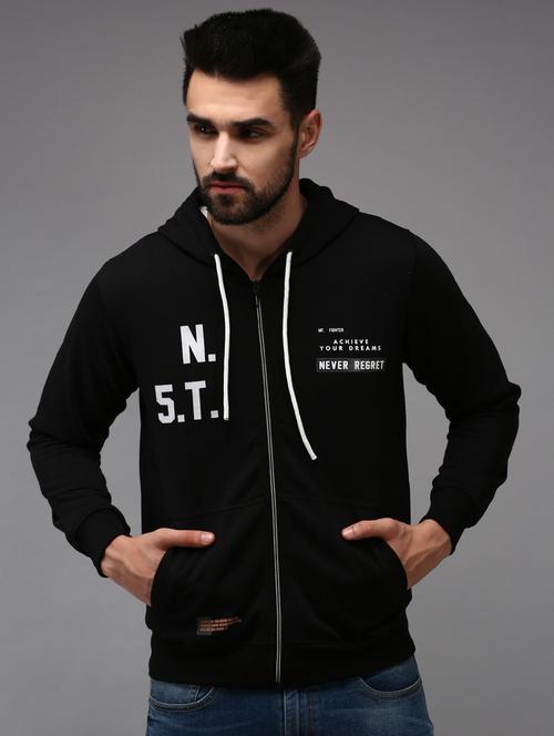 hooded neck printed casual jacket - 18650363 - Very Small Image - 1