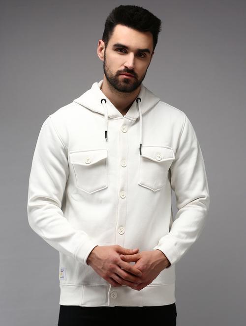 hooded neck solid casual jacket - 18650404 - Very Small Image - 1