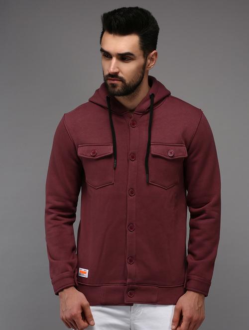 hooded neck solid casual jacket - 18650409 - Very Small Image - 1