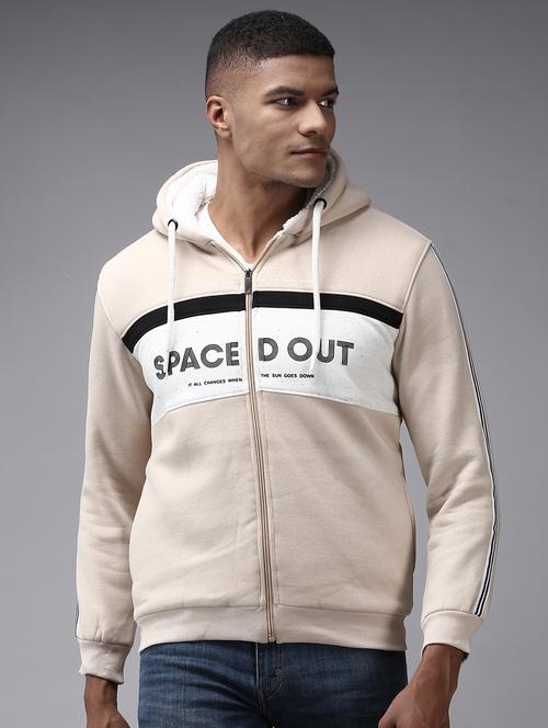 hooded neck printed casual jacket - 18650413 - Very Small Image - 1