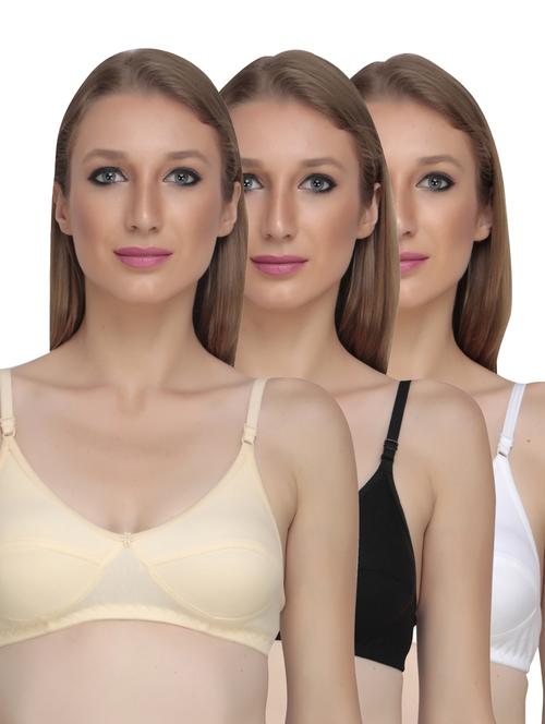 pack of 3 solid non padded regular bra - 18650545 - Very Small Image - 1
