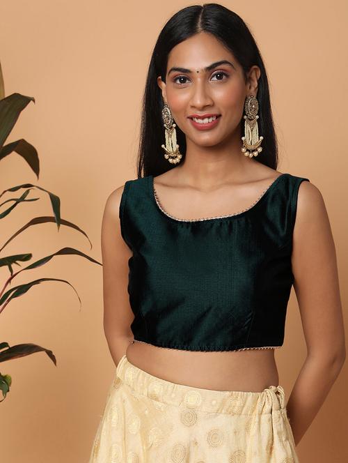 round neck solid blouse - 18650931 - Very Small Image - 1