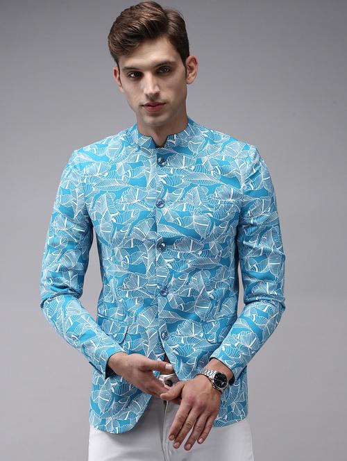 printed bandhgala casual blazer - 18650980 - Very Small Image - 1