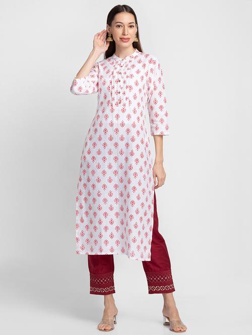 offwhite cotton straight kurta - 18651265 - Very Small Image - 1