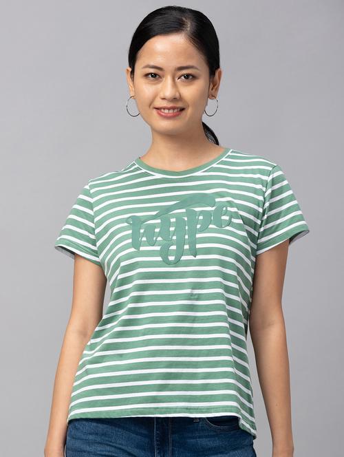 women's striped round neck t-shirt - 18651302 - Very Small Image - 1