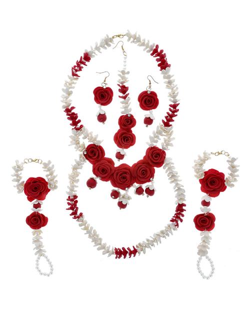 hand made artificial flowers necklace earring set with bracelet - 18651318 - Very Small Image - 1