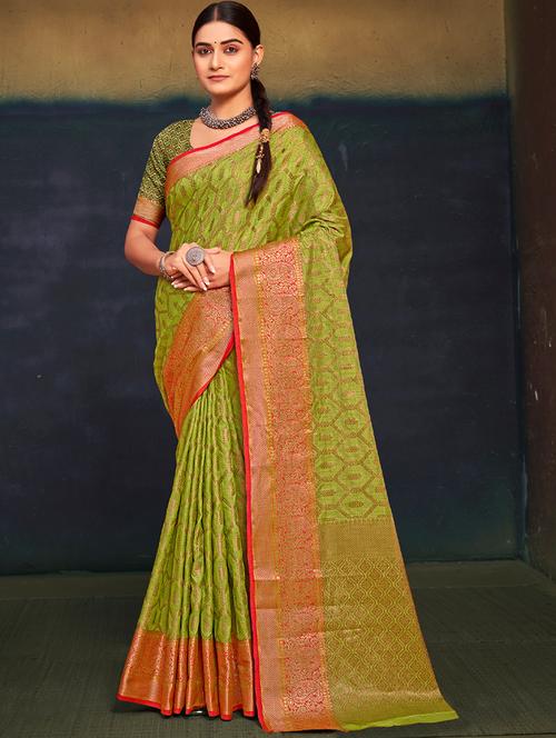 light green cotton saree - 18651403 - Very Small Image - 1