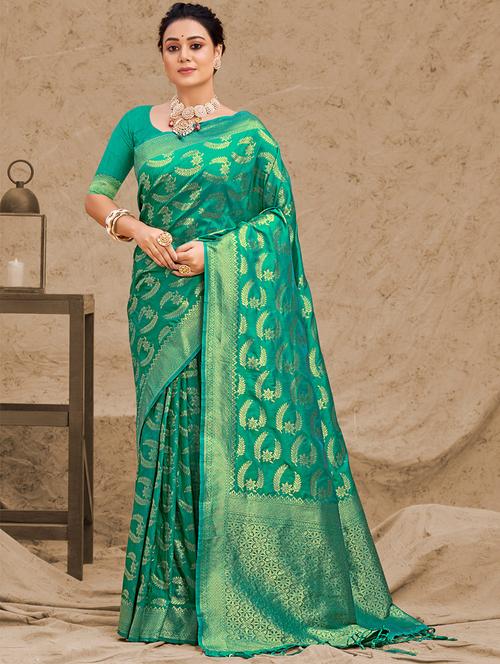 women's banarasi saree - 18651407 - Very Small Image - 1
