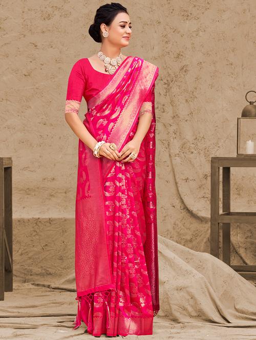 women's self design magenta colored saree - 18651409 - Very Small Image - 1