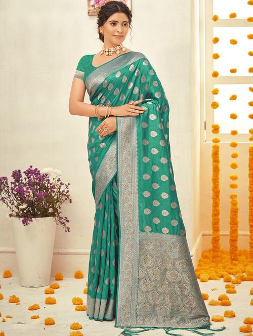 green silk saree with blouse - 18651440 - Very Small Image - 1
