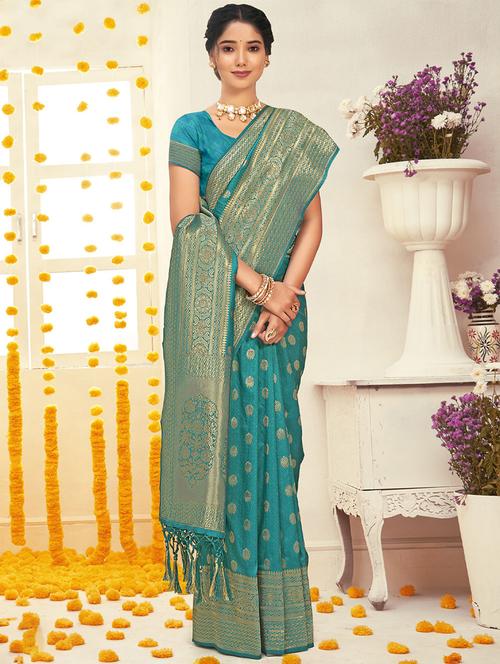 women's banarasi saree with blouse - 18651454 - Very Small Image - 1