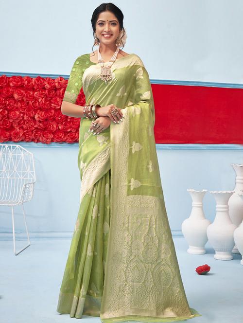 light green cotton saree - 18651462 - Very Small Image - 1