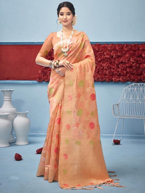 women's self design cream colored saree - 18651471 - Very Small Image - 1