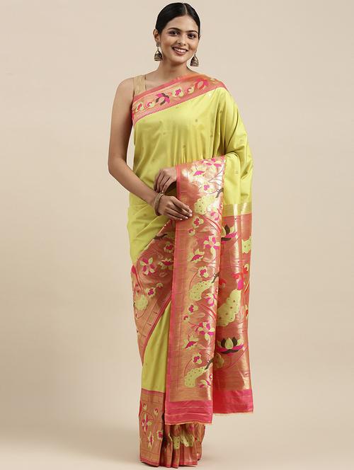 paithani silk saree with blouse piece - 18654219 - Very Small Image - 1