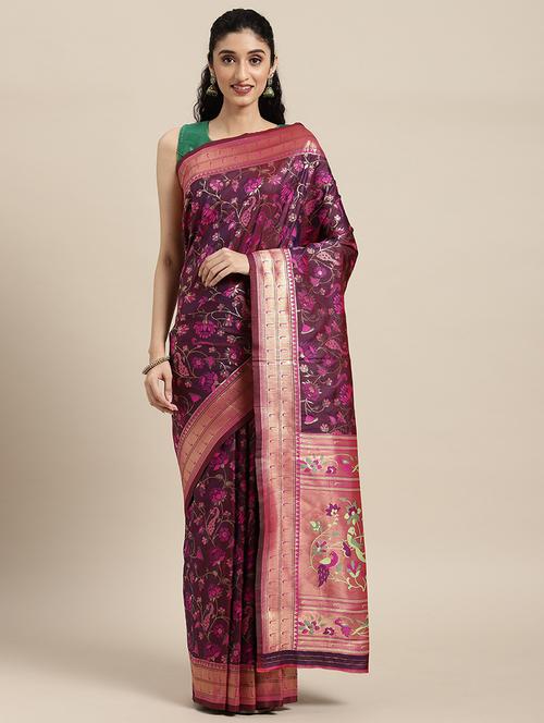 zari bordered woven saree with blouse - 18654434 - Very Small Image - 1