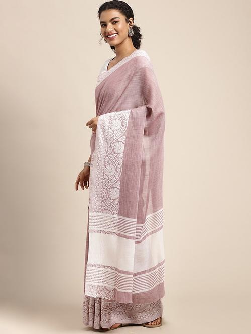 self desigh handloom saree with blouse - 18654784 - Very Small Image - 1