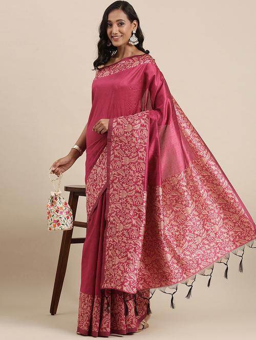 printed self desing saree with blouse - 18654789 - Very Small Image - 1