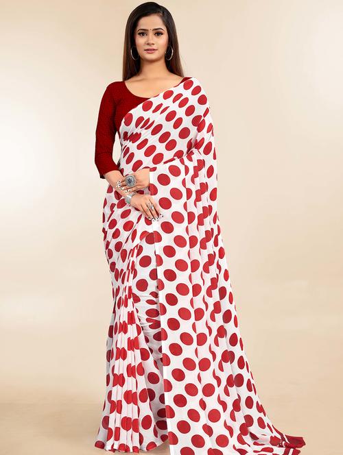 floral printed saree with blouse - 18654919 - Very Small Image - 1