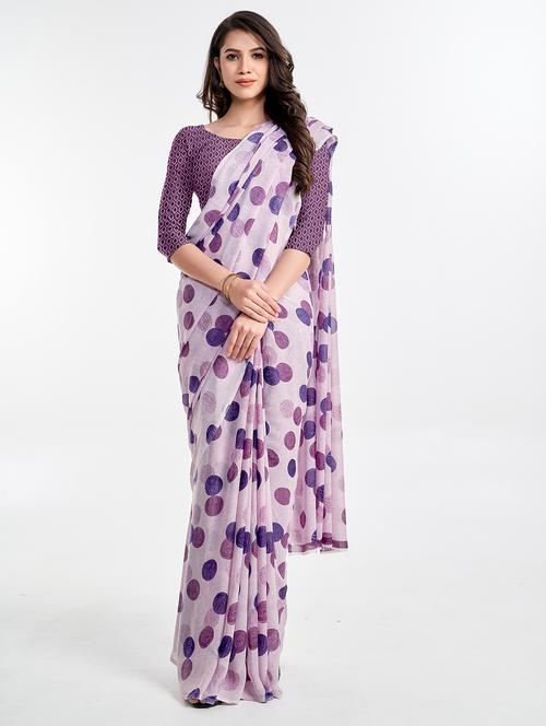 floral printed saree with blouse - 18654920 - Very Small Image - 1
