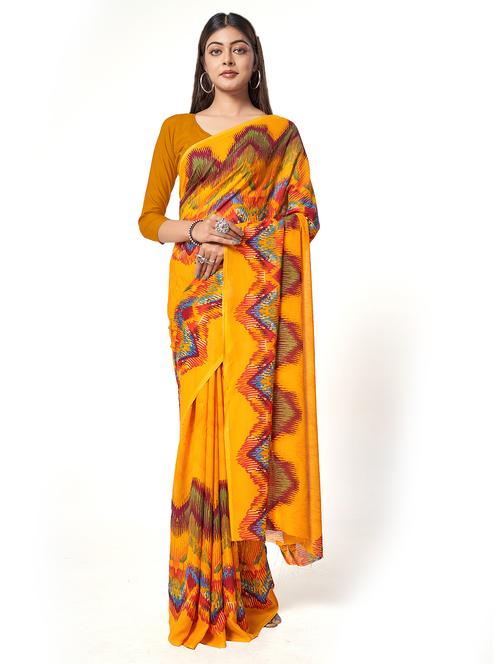 abstract printed saree with blouse - 18654941 - Very Small Image - 1