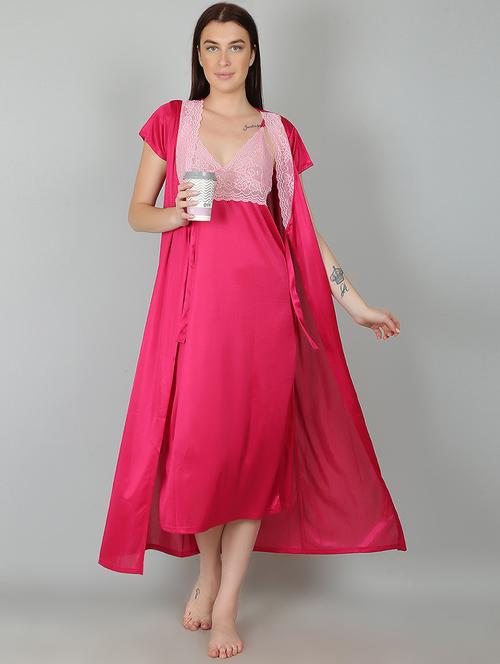 pink solids sleepwear robe set - 18656095 - Very Small Image - 1