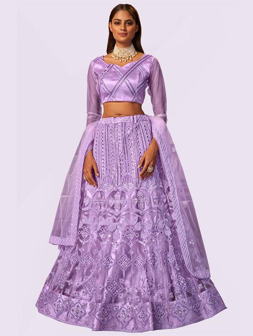 embroidered semi-stitched lehenga choli with dupatta - 18656401 - Very Small Image - 1