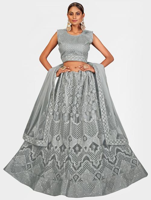 embroidered semi-stitched lehenga choli with dupatta - 18656409 - Very Small Image - 1