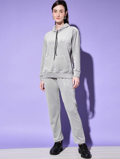 hooded neck solid track pant set - 18656606 - Very Small Image - 1