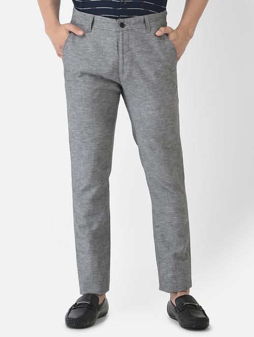 mid rise solid casual trouser - 18659643 - Very Small Image - 1