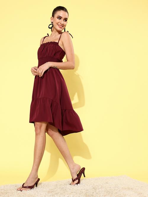 red solid a-line dress - 18659943 - Very Small Image - 1