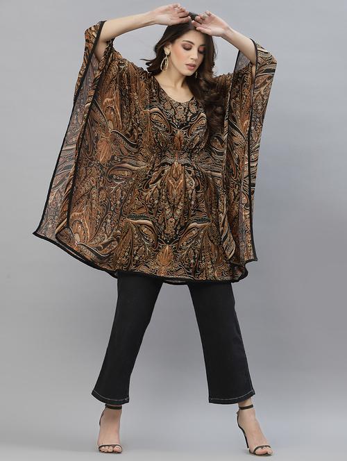 sweetheart neck printed asymmetric kaftan - 18659953 - Very Small Image - 1