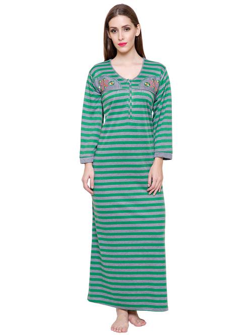 round neck striped nighty - 18666585 - Very Small Image - 1