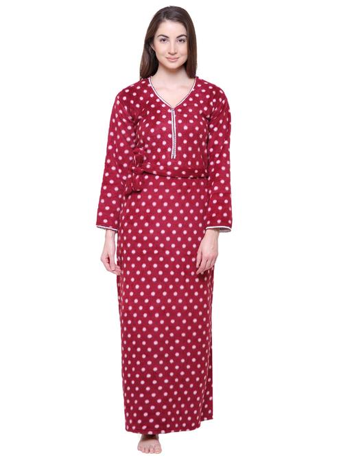 v neck polka dots nighty - 18666590 - Very Small Image - 1
