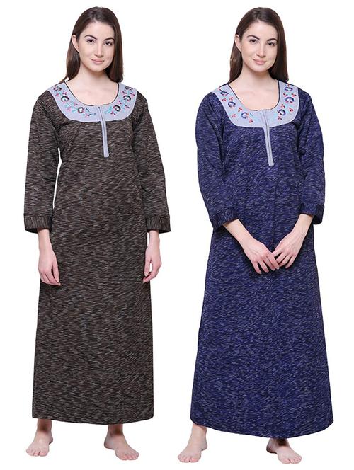 round neck self design nighty - 18666653 - Very Small Image - 1