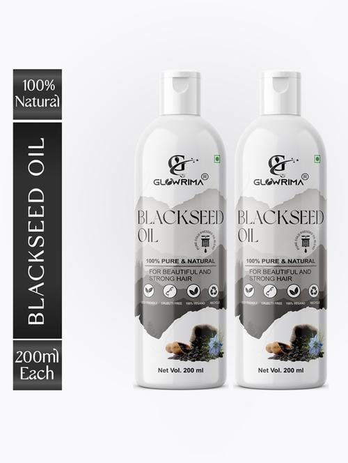 glowrima 100% pure & natural blackseed oil for skin toning, hair growth & joints massage 200ml (pack of 2) - 18674461 - Very Small Image - 1