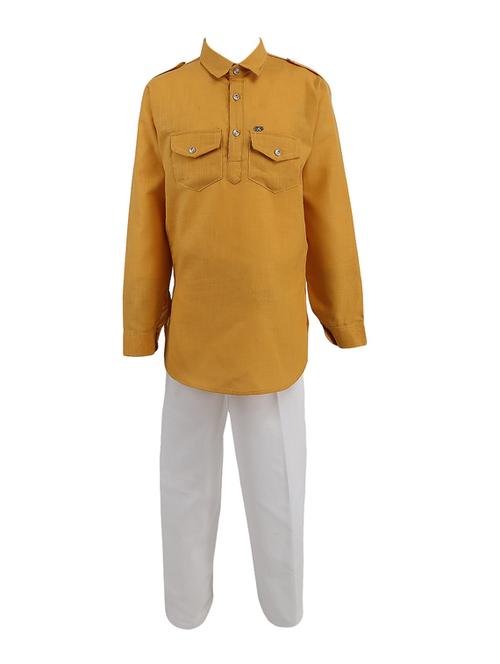 yellow solids cotton kurta sets - 18677798 - Very Small Image - 1