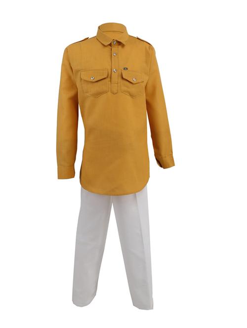 yellow solids cotton kurta sets - 18677816 - Very Small Image - 1