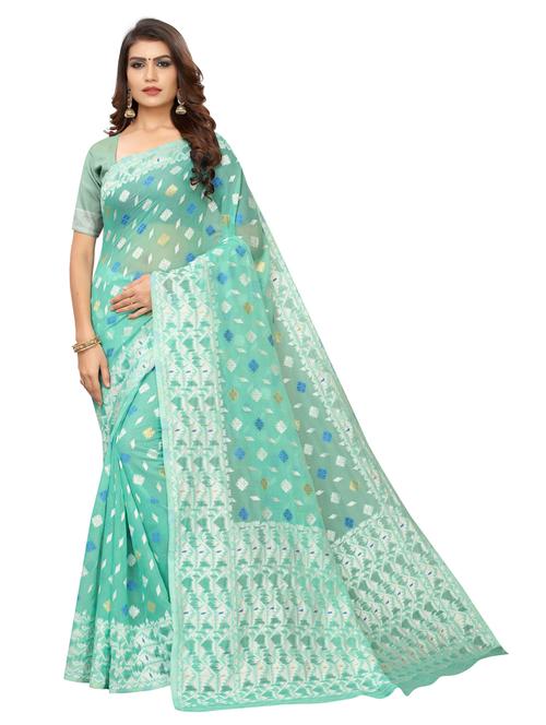jamdani printed self desing saree with blouse - 18678750 - Very Small Image - 1