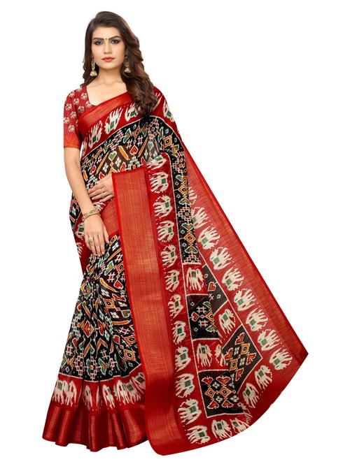 zari bordered printed saree with blouse - 18678782 - Very Small Image - 1
